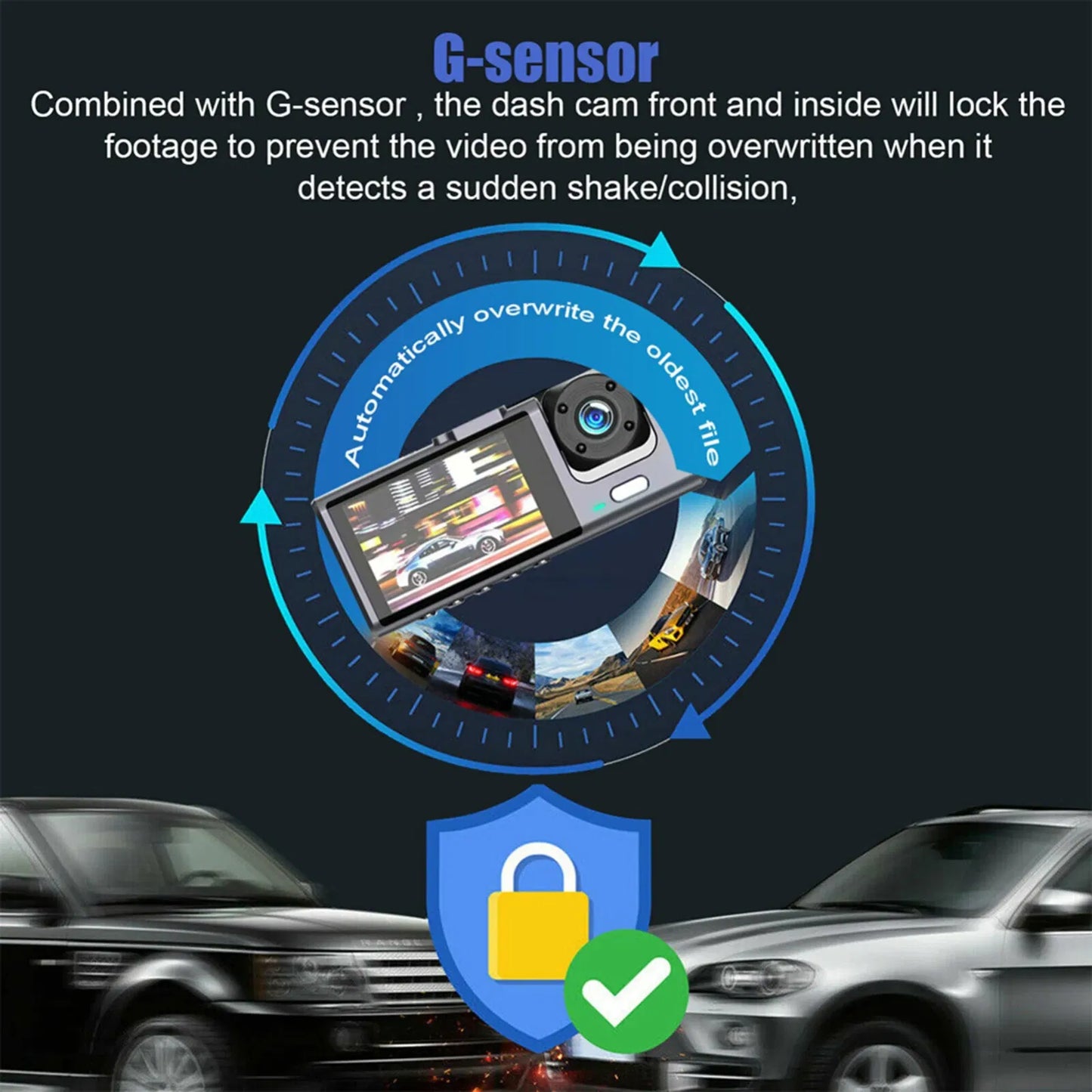 Car Dual Lens Dash Cam HD 1080P Front & Rear Inside Video Recorder with G-Sensor - Dash Video Cameras | Buy Online in UK