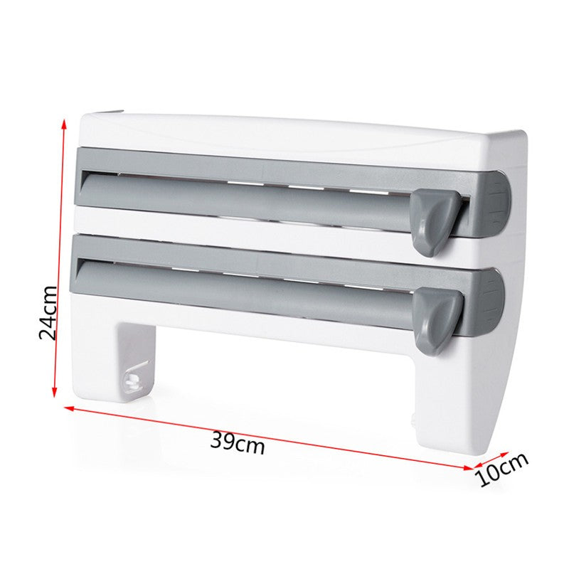4‑in‑1 Kitchen Roll Holder Dispenser – Foil, Film & Tissue Organizer with Built‑In Cutters - Paper Towel Dispensers | Buy Online in UK