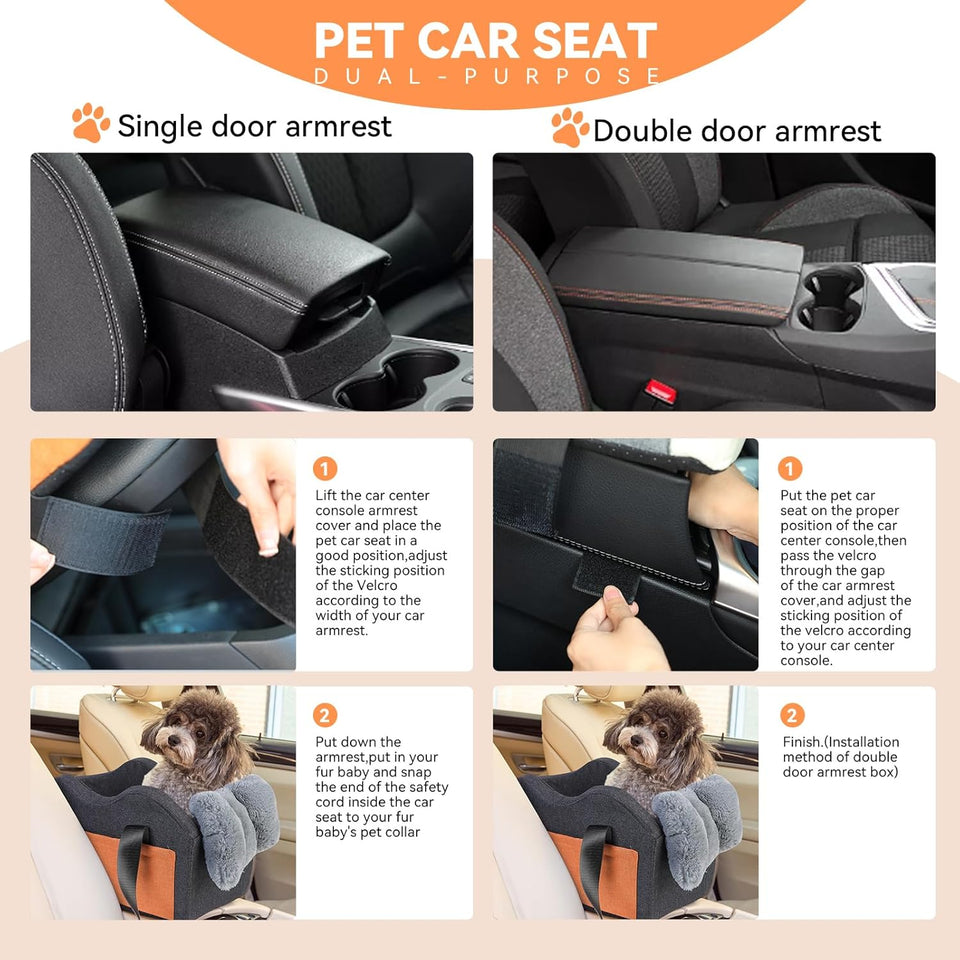 Dog Car Seat for Small Dog Center Console Seat Pet Booster Seat (Dark Gray) - Car Crates | Buy Online in UK