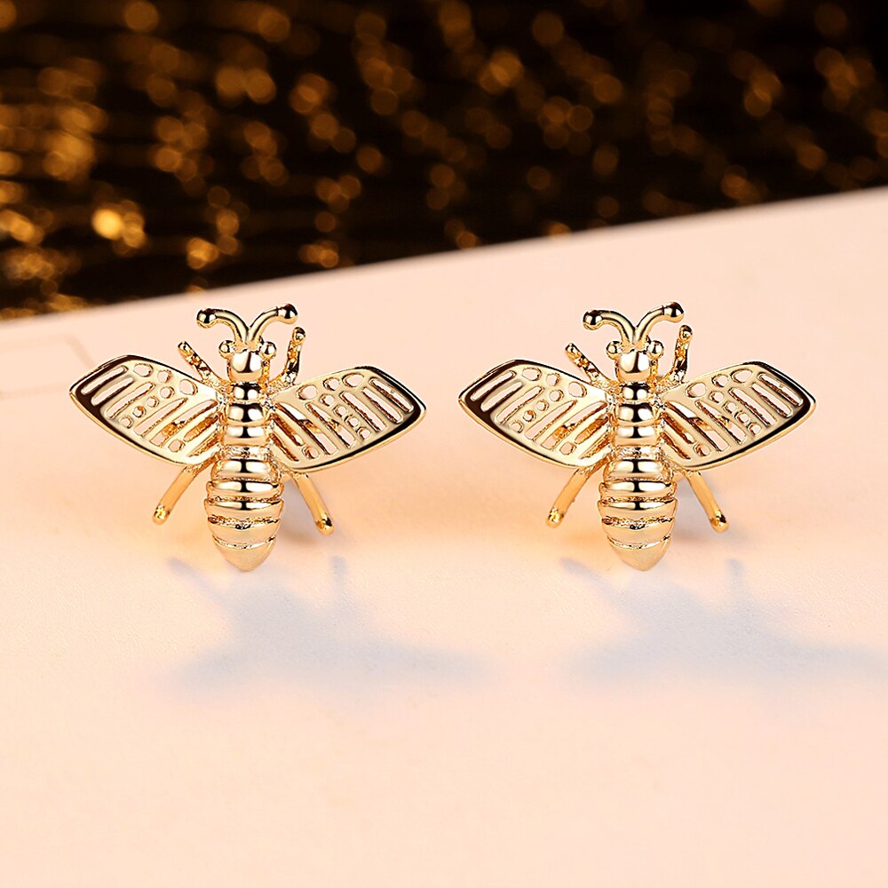 3 Styles Korean Inlaid Crystal Rhinestone Bee Earings For Women