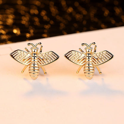 3 Styles Korean Inlaid Crystal Rhinestone Bee Earings For Women