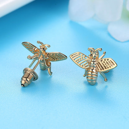 3 Styles Korean Inlaid Crystal Rhinestone Bee Earings For Women