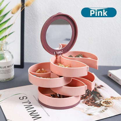 4-Layer Jewelry Box with Makeup Mirror & 360-Degree Rotation - Jewelry Boxes | Buy Online in UK