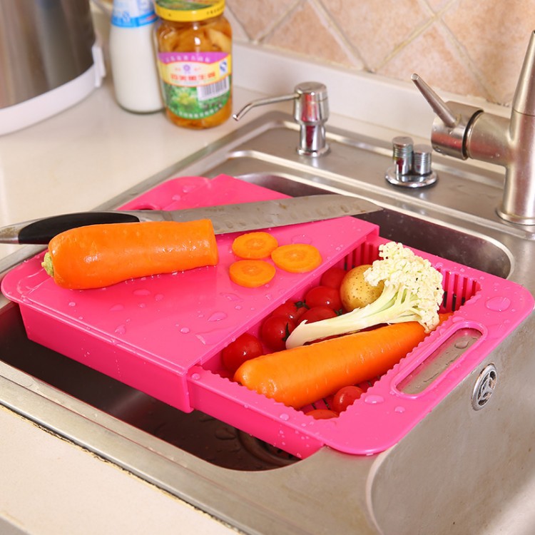 Multifunction Kitchen Chopping Board with Sink & Drain Basket – 3‑in‑1 Cutting, Washing & Storage Tool - Cutting Boards | Buy Online in UK