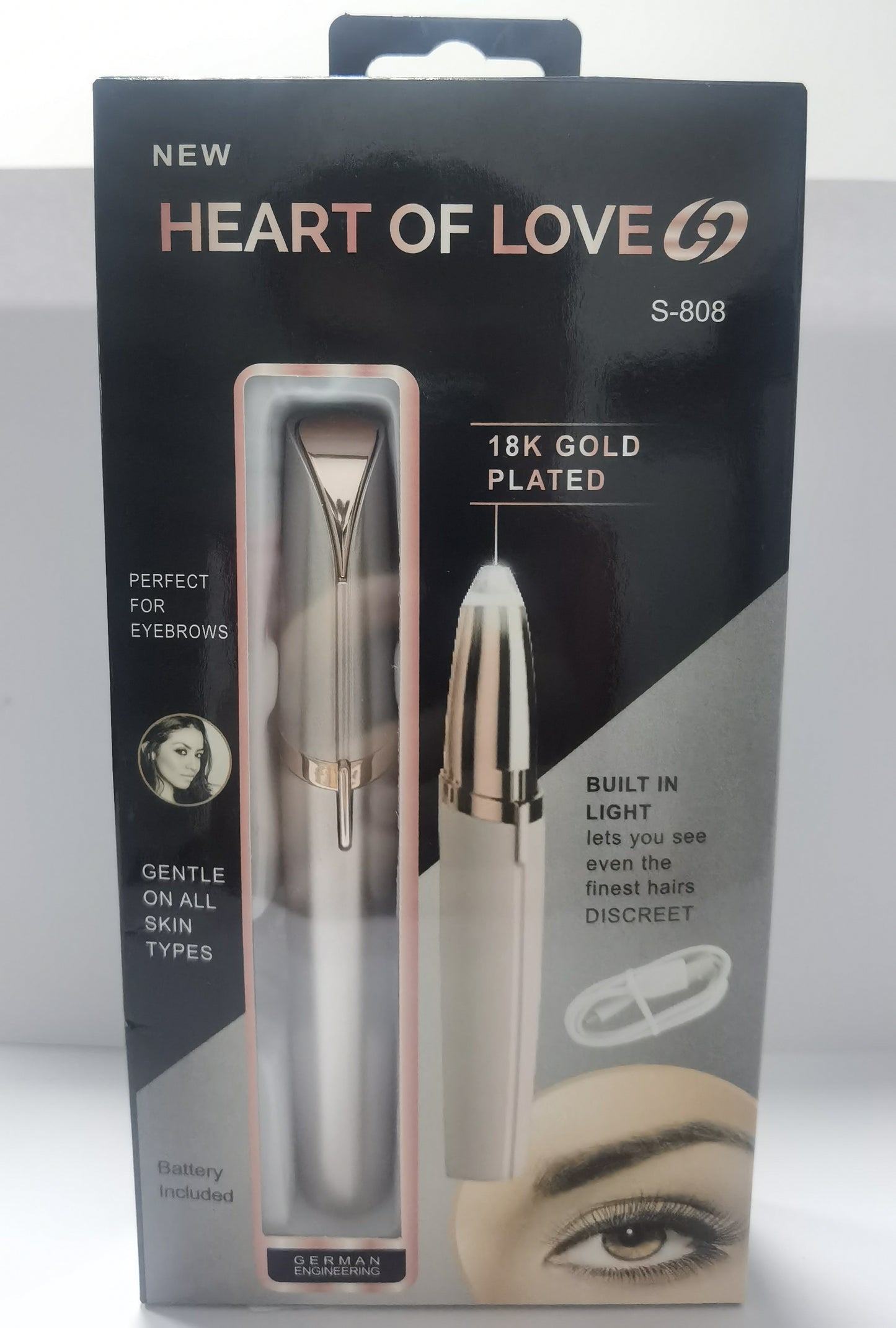 Mini Electric Eyebrow Trimmer & Lipstick Brows Pen – Painless Hair Remover with LED Light - Trimmers | Buy Online in UK