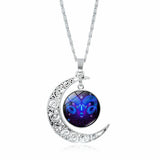 12 Constellation Zodiac Sign Moon Glass Necklace