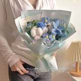 Rose and tulip knitted bouquet - Artificial Flowering Plants | Buy Online in UK