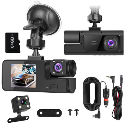 1Pc WiFi FHD 1080P Car Dash Cam – 3 Channels Front, Rear & Inside with Loop Recording & Reversing Visual - Dash Video Cameras | Buy Online in UK