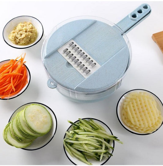8‑in‑1 Mandoline Slicer – Multifunction Vegetable Cutter, Grater & Potato Peeler with Built‑In Strainer - Kitchen Slicers | Buy Online in UK