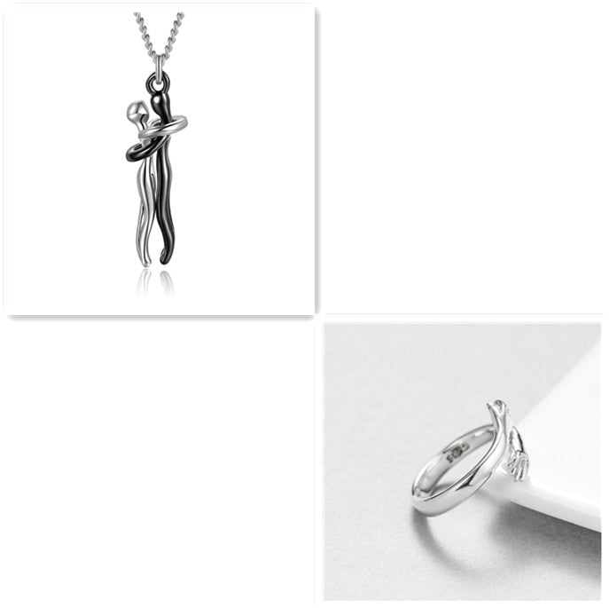 Love Hug Necklace Unisex Men Women Couple Jewelry Simple Temperament Clavicle Chain Valentine's Day Lover Gift