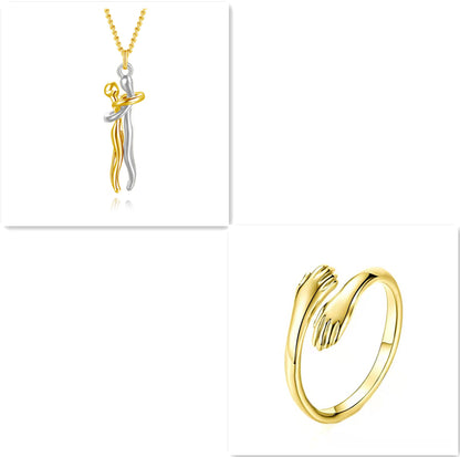 Love Hug Necklace Unisex Men Women Couple Jewelry Simple Temperament Clavicle Chain Valentine's Day Lover Gift