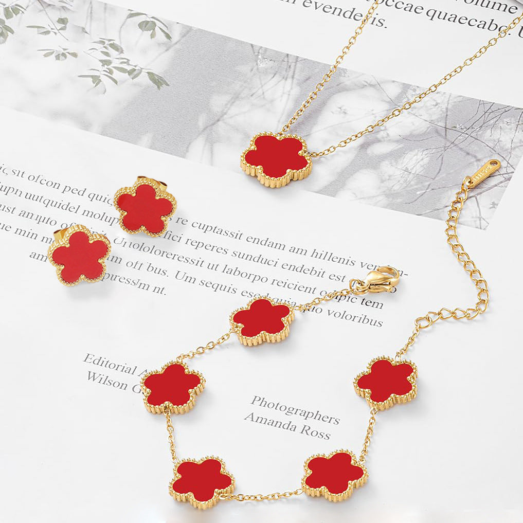 Clover Five-Petal Bracelet Jewelry – Lucky Flower Charm Bracelet for Women