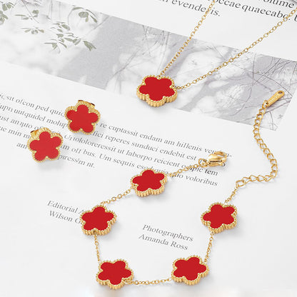 Clover Five-Petal Bracelet Jewelry – Lucky Flower Charm Bracelet for Women