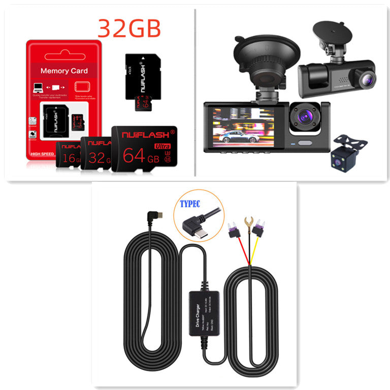 HD 1080P Three-Record Driving Recorder – Front, Rear & Inside Car Camera - Dash Video Cameras | Buy Online in UK