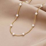 Titanium Steel Pearl Necklace For Women