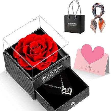 Buy Eternal Rose Jewelry Box with Hidden Necklace Drawer – Valentine Gift for Women in UK - High Quality Jewelry Boxes