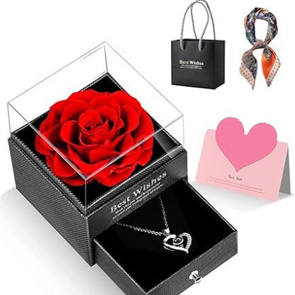 Buy Eternal Rose Jewelry Box with Hidden Necklace Drawer – Valentine Gift for Women in UK - High Quality Jewelry Boxes