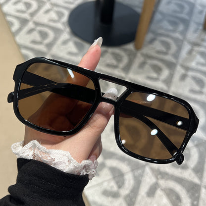 Candy Color Double Bridge Square Frame Sunglasses