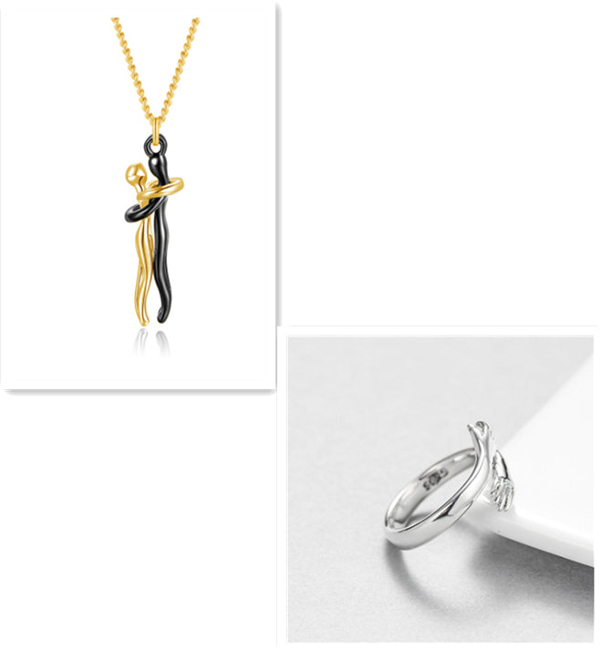 Love Hug Necklace Unisex Men Women Couple Jewelry Simple Temperament Clavicle Chain Valentine's Day Lover Gift