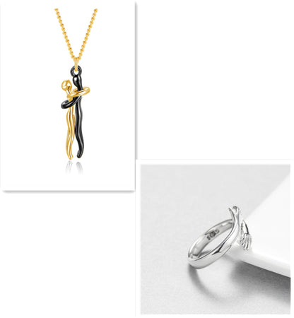 Love Hug Necklace Unisex Men Women Couple Jewelry Simple Temperament Clavicle Chain Valentine's Day Lover Gift