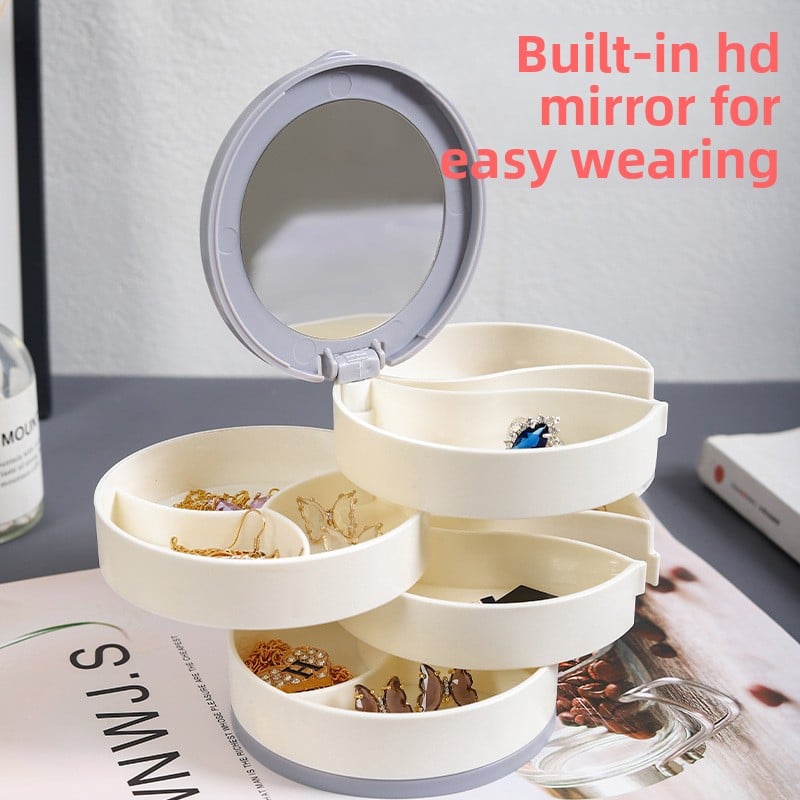 4-Layer Jewelry Box with Makeup Mirror & 360-Degree Rotation - Jewelry Boxes | Buy Online in UK