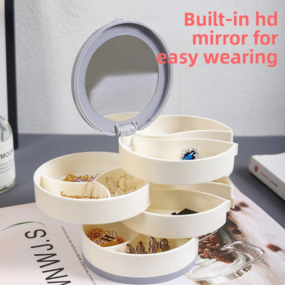 4-Layer Jewelry Box with Makeup Mirror & 360-Degree Rotation - Jewelry Boxes | Buy Online in UK
