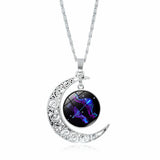 12 Constellation Zodiac Sign Moon Glass Necklace