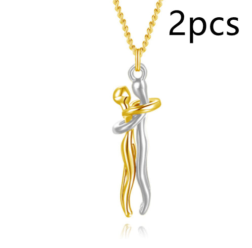 Love Hug Necklace Unisex Men Women Couple Jewelry Simple Temperament Clavicle Chain Valentine's Day Lover Gift