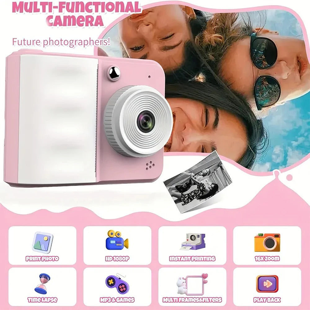 Thermal Print Camera HD 1080P Photo Printing Camera With 3 Rolls Print Paper - Pretend Electronics | Buy Online in UK