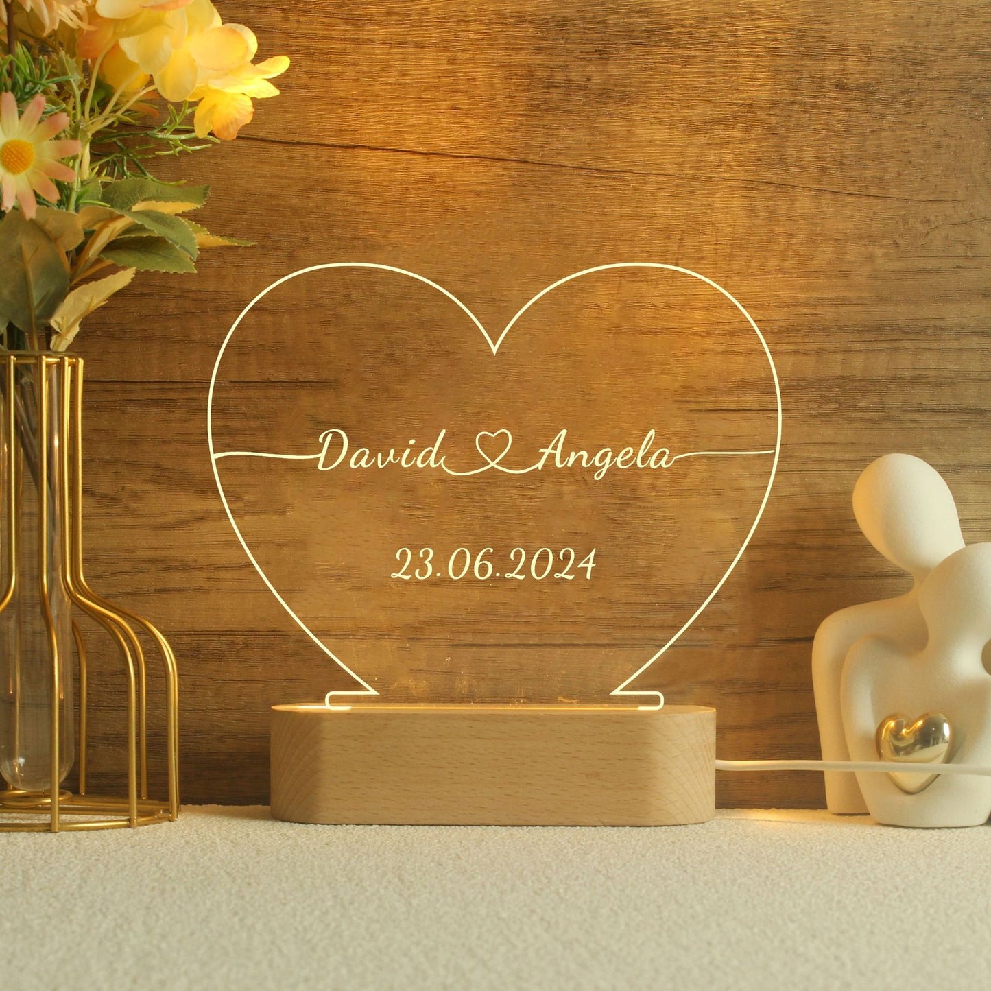Heart-shaped night light