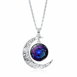 12 Constellation Zodiac Sign Moon Glass Necklace