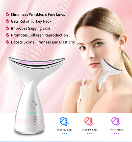 EMS Microcurrent Neck & Face Beauty Device – LED Photon Therapy for Skin Tightening - Skin Care Tools | Buy Online in UK