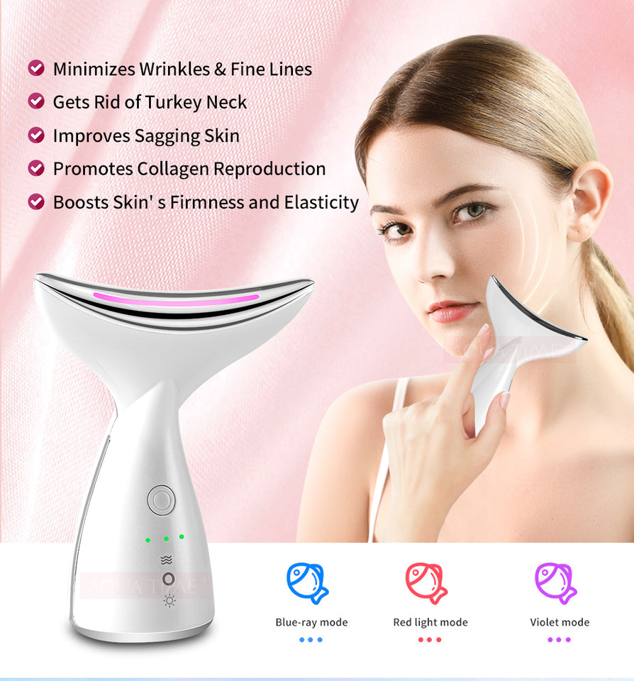 EMS Microcurrent Neck & Face Beauty Device – LED Photon Therapy for Skin Tightening - Skin Care Tools | Buy Online in UK