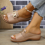Ins Chain Wedges Sandals Summer Fashion Platform Peep-toed Slides Slippers Outdoor Thick Bottom Roman Shoes For Women
