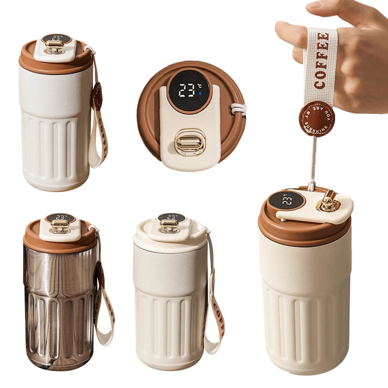Smart Digital Thermal Bottle Portable Coffee Mug Stainless Steel Water Bottle In 450ml - | Buy Online in UK