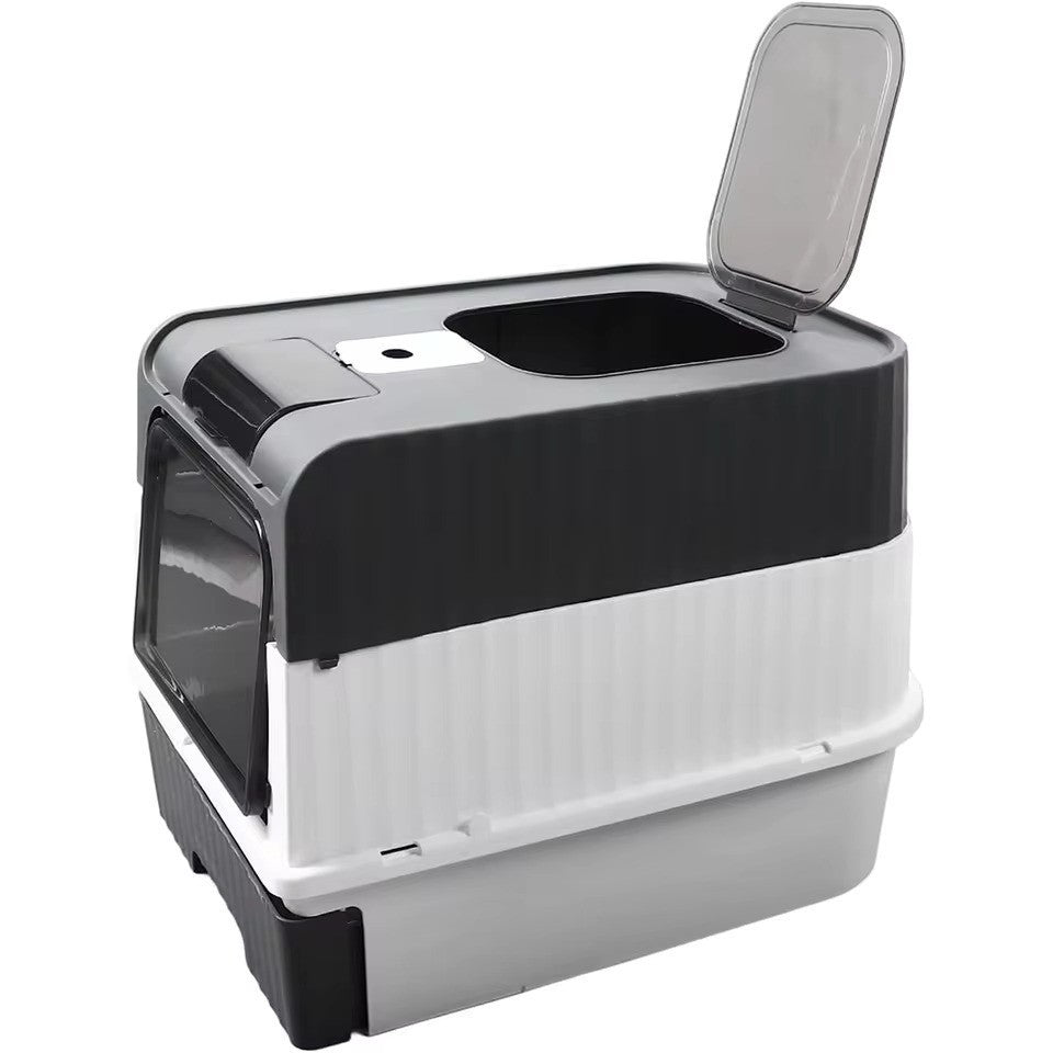 Cat Litter Box Hooded Enclosed Odour Resistant Cat Toilet with Scoop Home Pet Su
