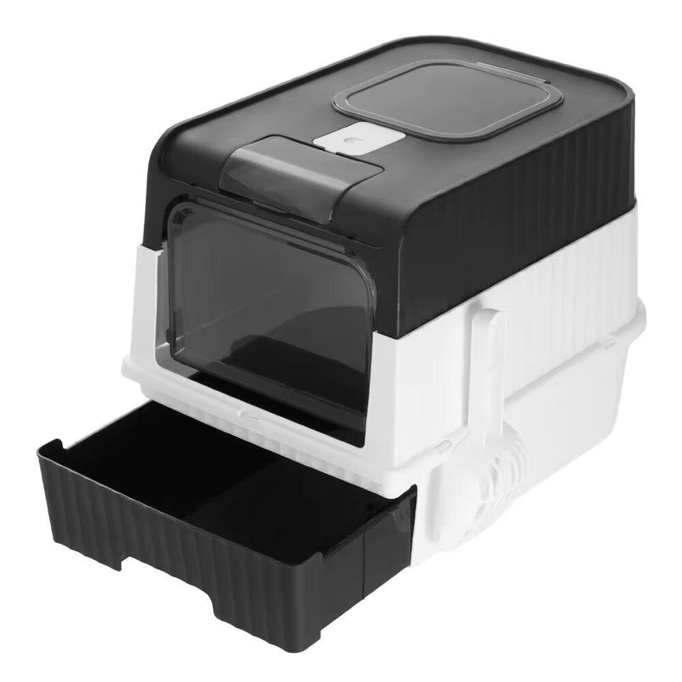 Cat Litter Box Hooded Enclosed Odour Resistant Cat Toilet with Scoop Home Pet Su