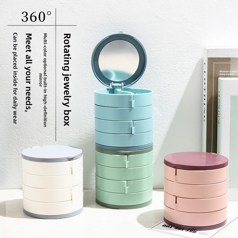4-Layer Jewelry Box with Makeup Mirror & 360-Degree Rotation - Jewelry Boxes | Buy Online in UK