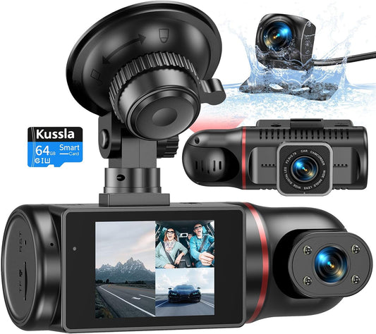 Dash Cam Front and Rear inside 3 Channel Dashcam for Cars 1080P - Uncategorized | Buy Online in UK