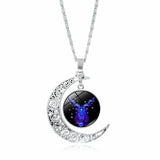 12 Constellation Zodiac Sign Moon Glass Necklace