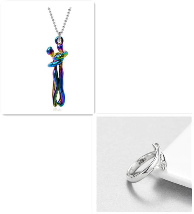 Love Hug Necklace Unisex Men Women Couple Jewelry Simple Temperament Clavicle Chain Valentine's Day Lover Gift