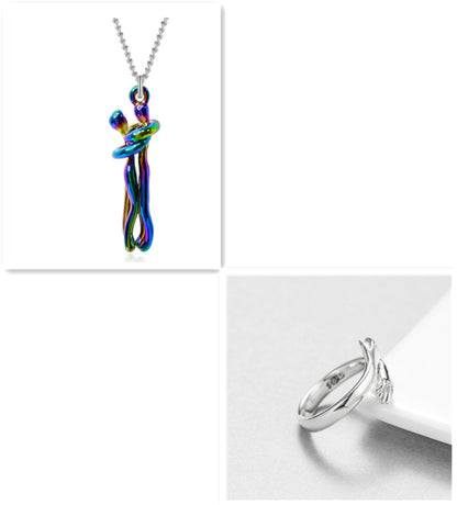 Love Hug Necklace Unisex Men Women Couple Jewelry Simple Temperament Clavicle Chain Valentine's Day Lover Gift