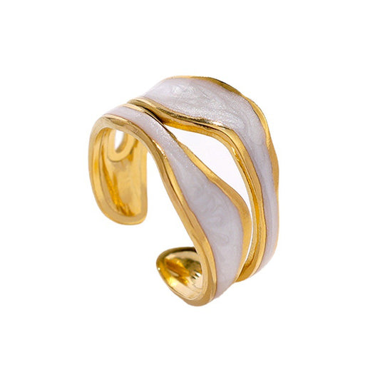 Simple Open-toed Rings Fashion Golden Titanium Steel Ring