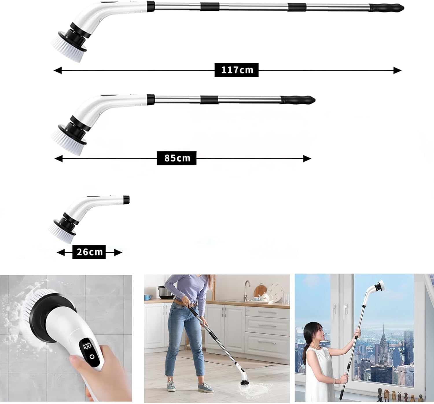 Cordless Electric Spin Scrubber with 8 Brush Heads