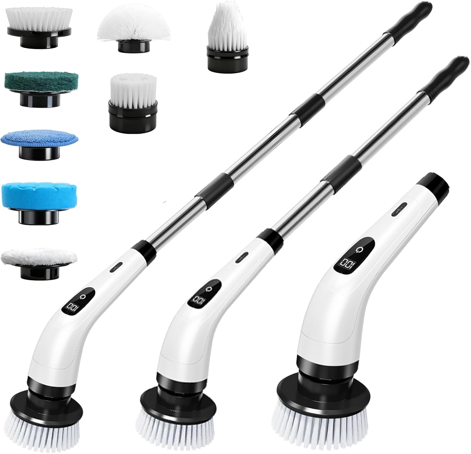Cordless Electric Spin Scrubber with 8 Brush Heads