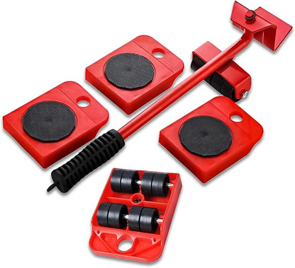 5PCS Furniture Movers Heavy Duty Lifter Tools Sliders Wheels Roller Set with Crowbar 150 kg/330 lb Capacity for Furniture,Refrigerator, Sofa, Cabinet