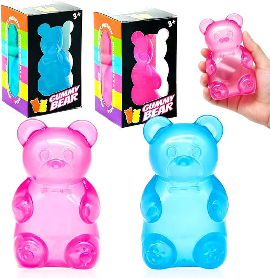 2 pcs Gummy Bear Toy, Squishy Stress Balls for Adults Kids, Sugar Filled Squishy Toys, Fidget