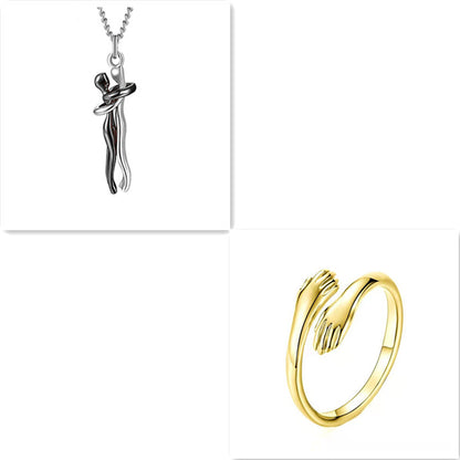 Love Hug Necklace Unisex Men Women Couple Jewelry Simple Temperament Clavicle Chain Valentine's Day Lover Gift