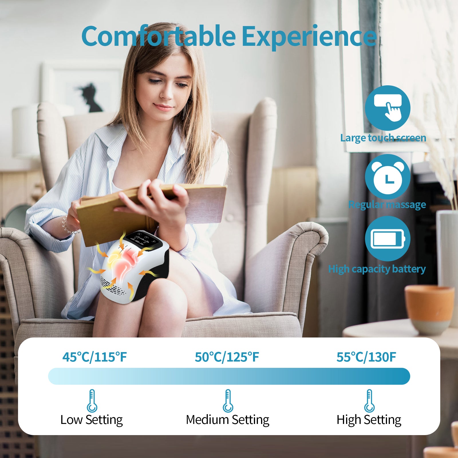 Intelligent Home Use Electric Intelligent Kneading Heating Knee Massager Rechargeable