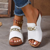 Ins Chain Wedges Sandals Summer Fashion Platform Peep-toed Slides Slippers Outdoor Thick Bottom Roman Shoes For Women